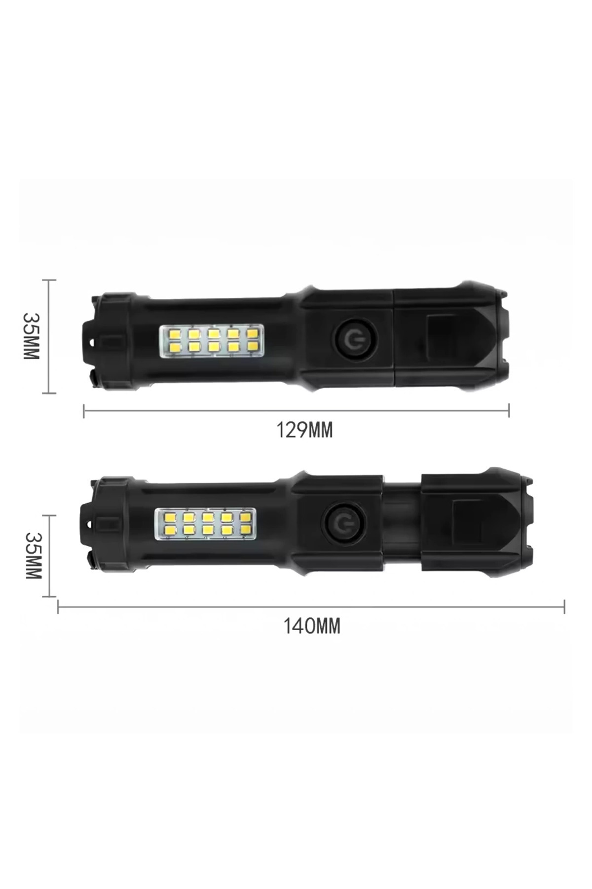 109-b Zoomlu Flash Özellikli Smd Ve Power Ledli Şarjlı Plastik Kasa El Feneri Powerbank Özellikli