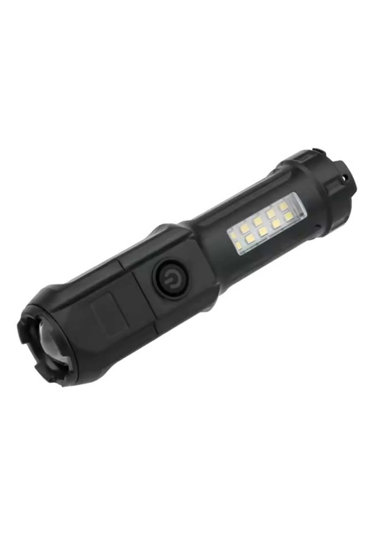 109-B Zoomlu Flash Özellikli Smd Ve Power Led’Li Şarjlı Plastik Kasa El Feneri (Powerbank Özellikli)