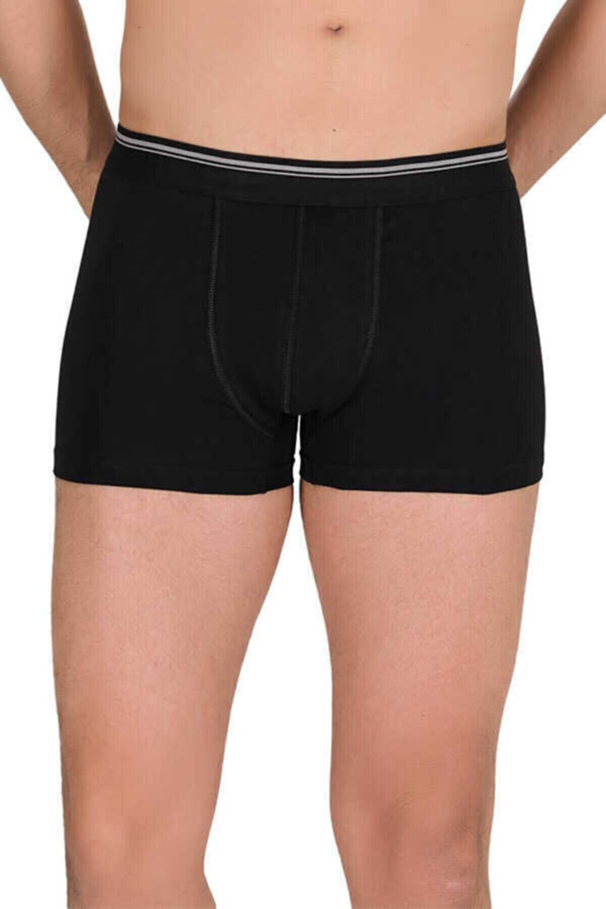 1097 Erkek Likralı Boxer 3lü Siyah