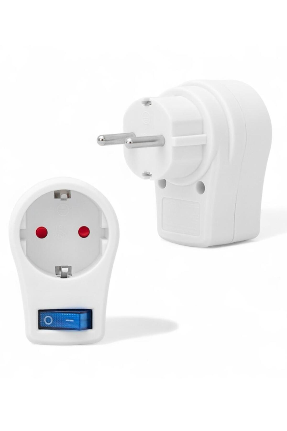 10A 2500W Tekli Akım Korumalı Priz – Beyaz, Anahtarlı, Güç Koruma