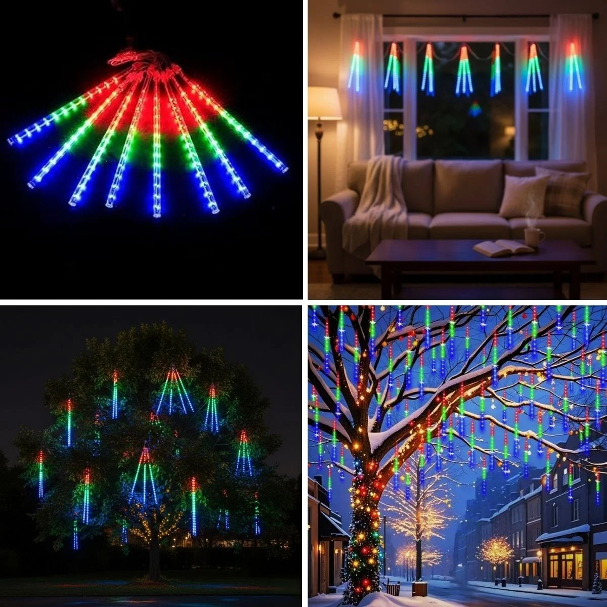 10&amp Apos Lu 45 Cm Uzunluğunda Plastik Meteor 2m Kablo Led Usb 