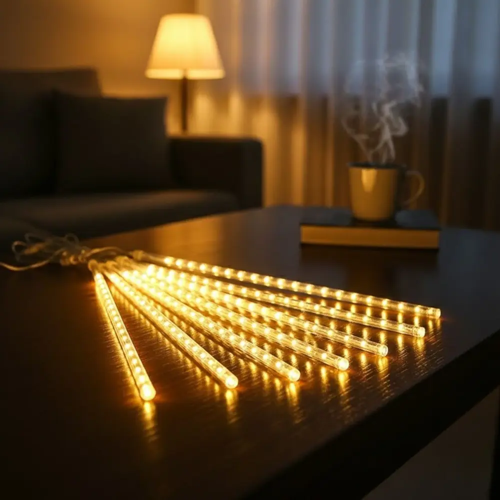 10'lu 45 cm Plastik Meteor LED USB 2M Kablo Sarı Renk Ağ 10'lu 45 cm Plastik Meteor LED USB 2M Kablo Sarı Renk Ağ