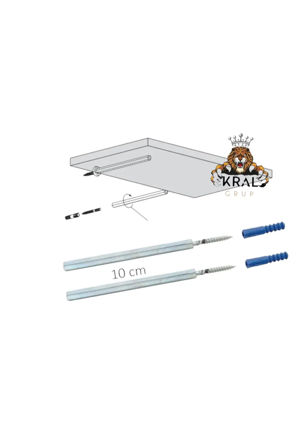 10cm Gizli Raf Tutucu - 8mm çapında 1.kalite ''BİR TAKIM FİYATIDI