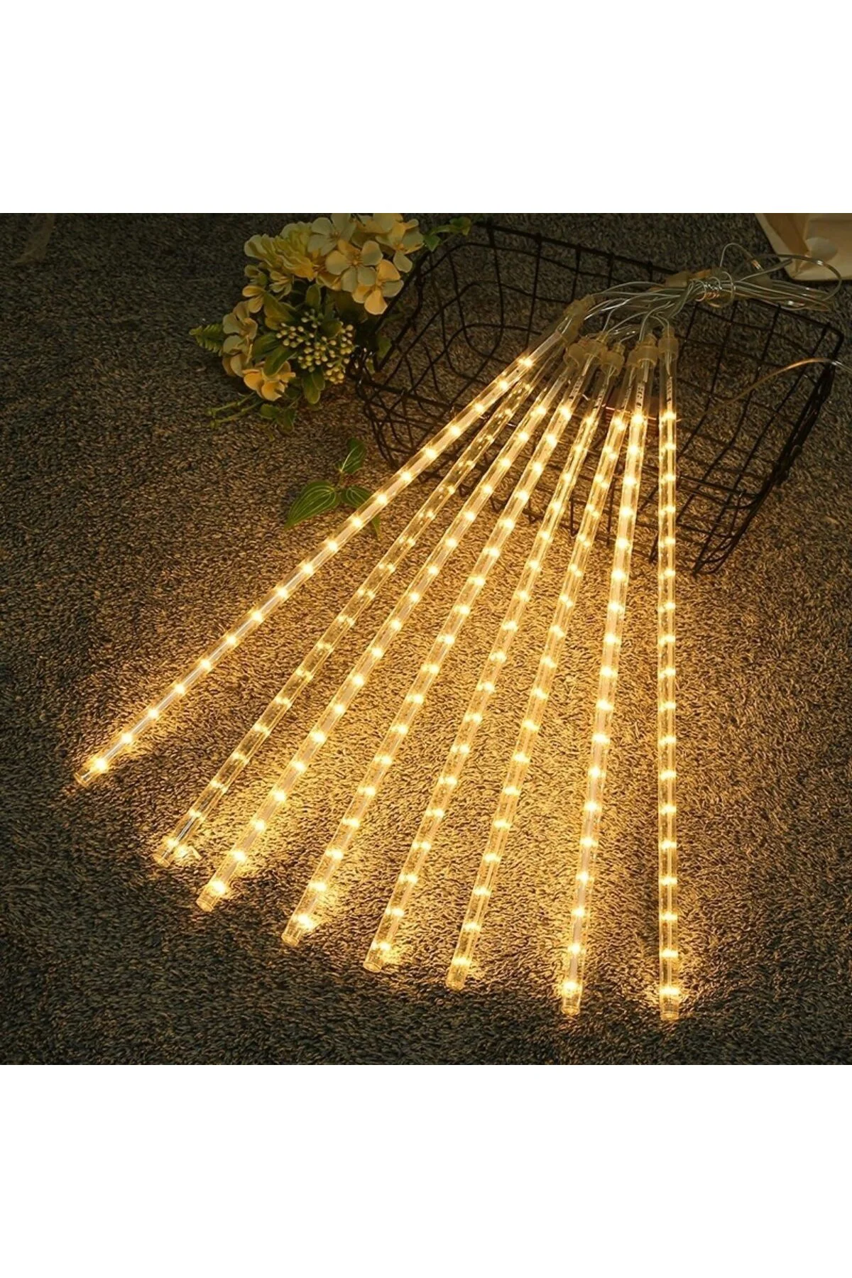 10'lu 45 cm Plastik Meteor LED USB 2M Kablo Sarı Renk Ağaç Işığı–