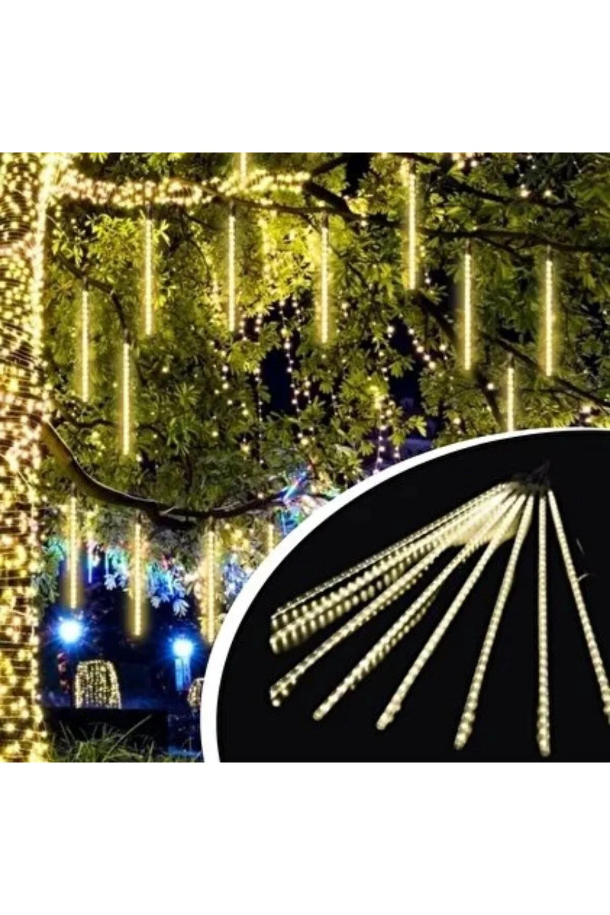 10'lu 45 cm Plastik Meteor LED USB 2M Kablo Sarı Renk Ağaç Işığı–