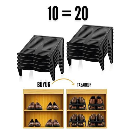 10'lu Ayakkabı Rampası Yer Tasarruf Organizeri Mehle-Twin 10'lu Ayakkabı Rampası Yer Tasarruf Organizeri Mehle-Twin