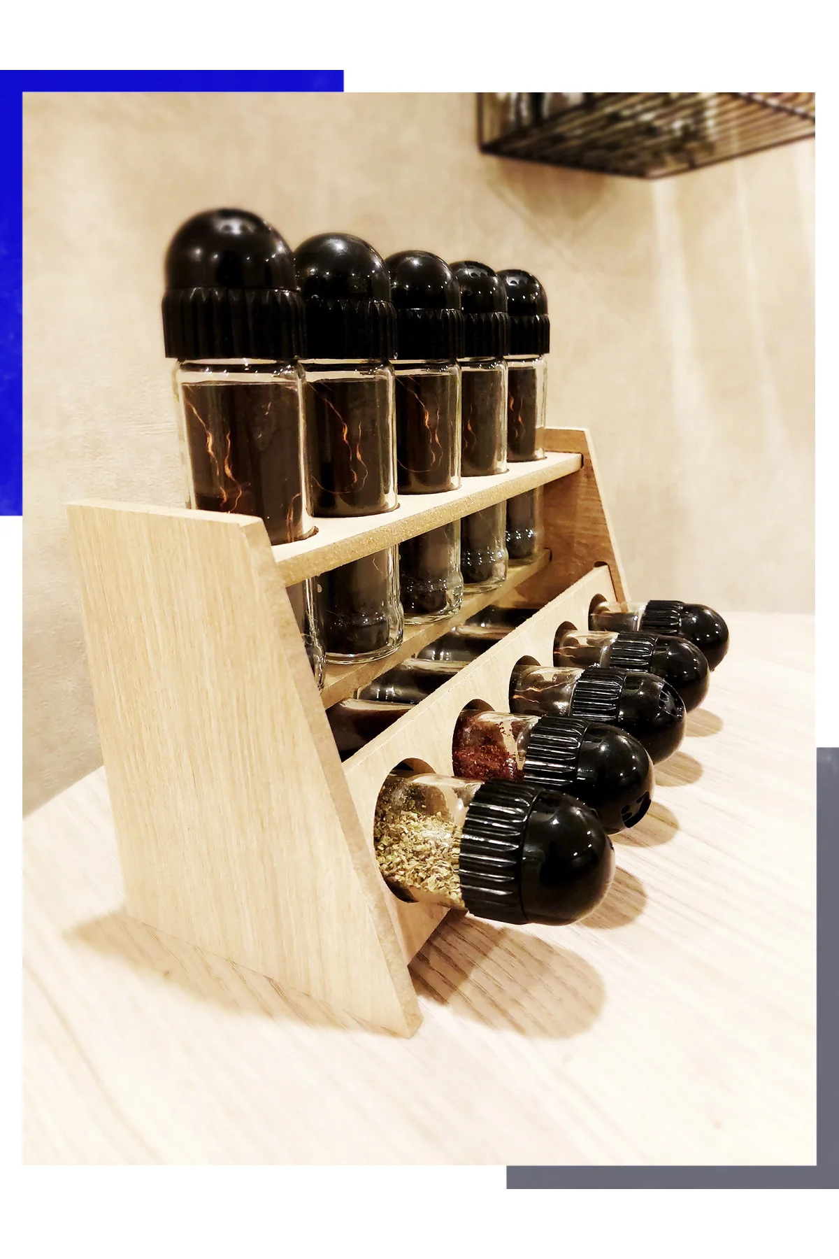 10lu Baharat Takımı Ahşap Stantlı Tuzluk Biberlik Seti Baharatlık