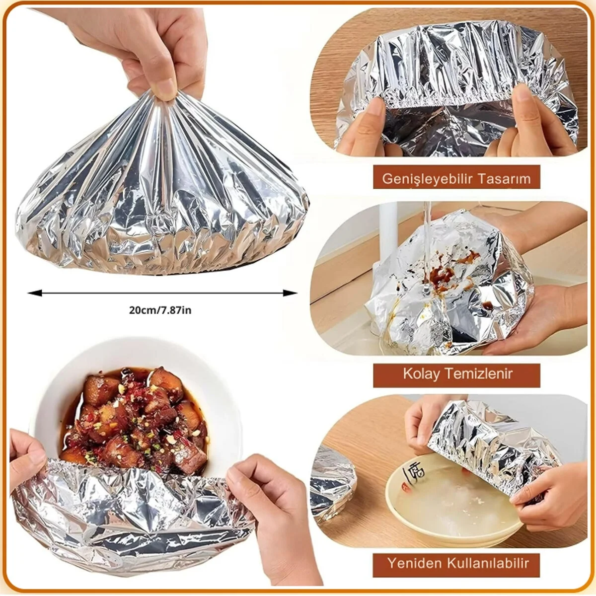 10'lu Bone Kapak - Folyo - Isı Yalıtımlı - Tabak ve Mini Tencere Uyumlu