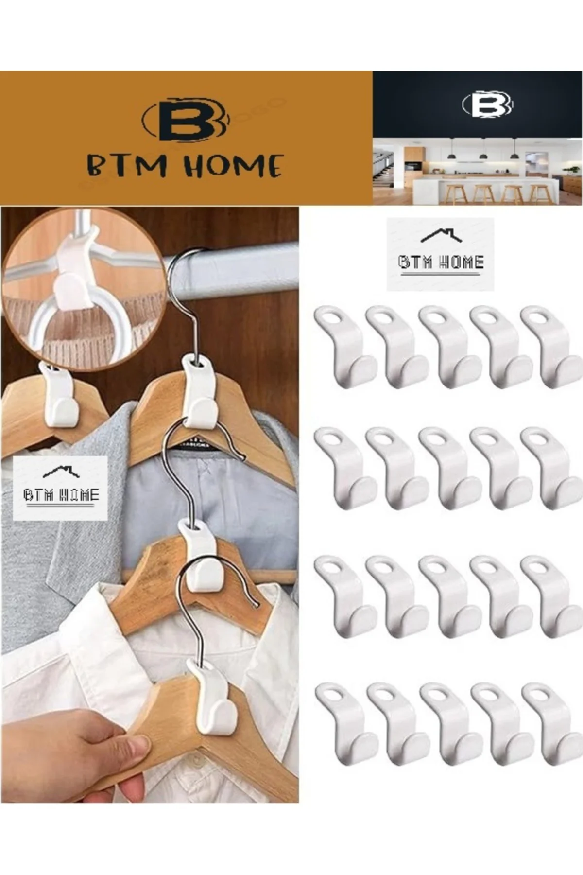 10'lu Çok Amaçlı Dolap Içi Düzenleyici Askı Kancası Organizeri – 