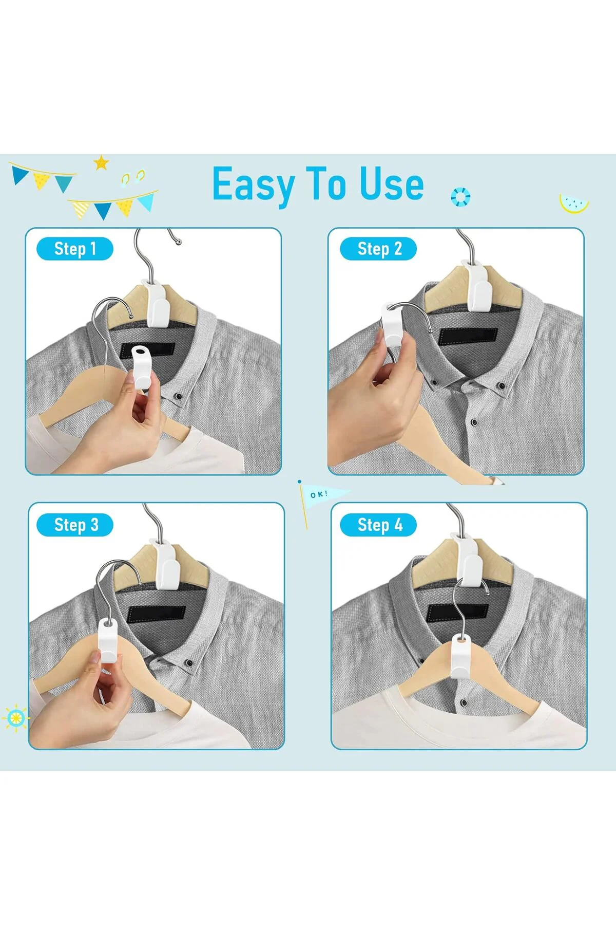 10'lu Çok Amaçlı Dolap Içi Düzenleyici Askı Kancası Organizeri – 