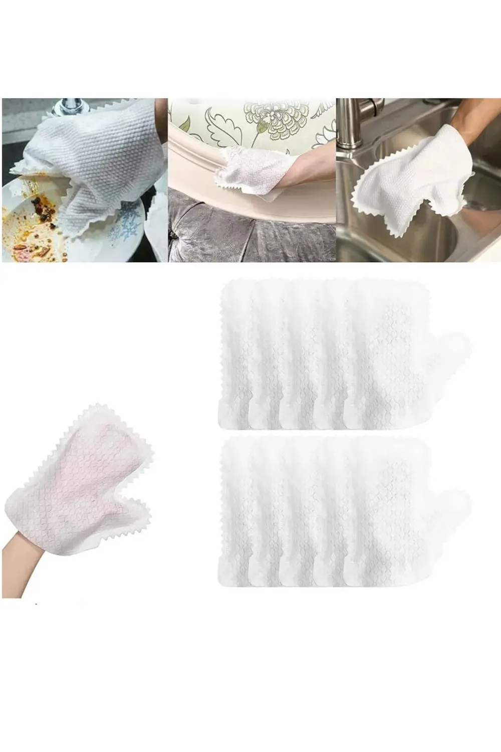 10'lu Çok Amaçlı Temizlik Eldiveni Paket Toz Alma Bezi Hassas Tem