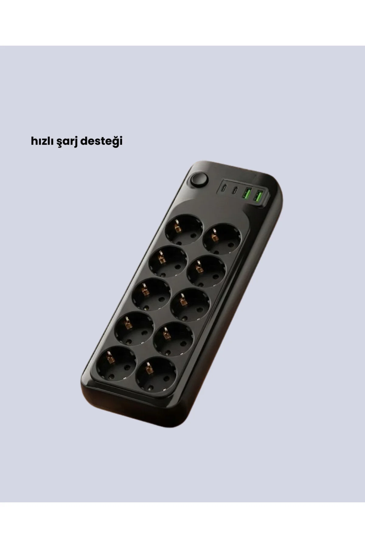 10’lu Çoklu Priz Termal Korumalı USB Type-C Çıkışlı 2500W Uzatma 