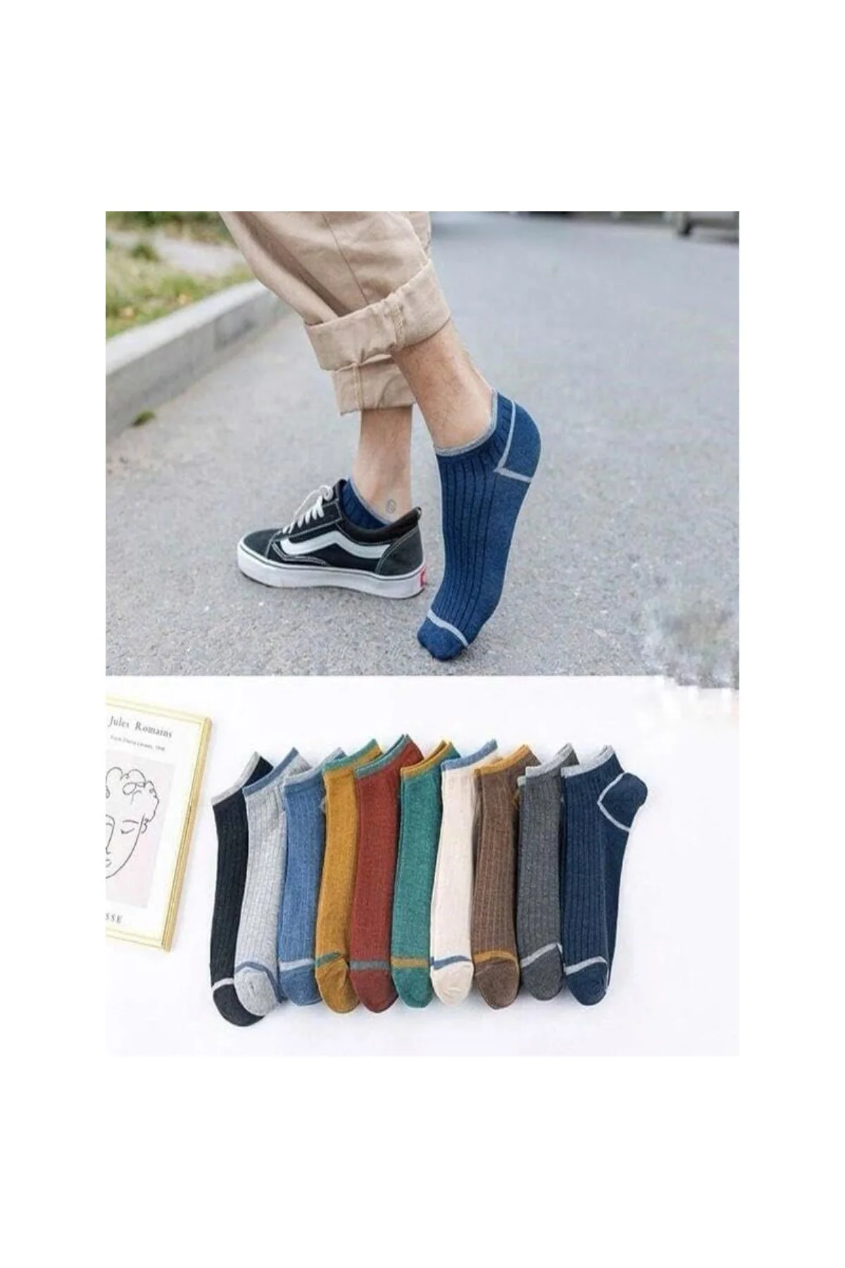 10'lu Erkek Çemberli Renkli Patik Ekonomik Paket Kısa Spor Sneakers Çorap
