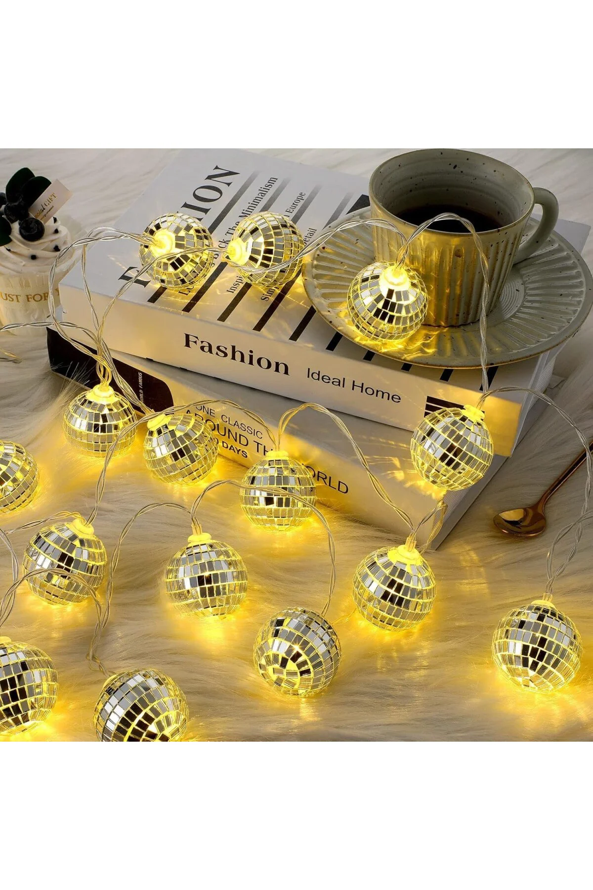 10'lu Noel LED Disko Topu Işık Mini Ayna Topu Şerit Işık İç Dış Mekan Parti Bahçe Dekoru