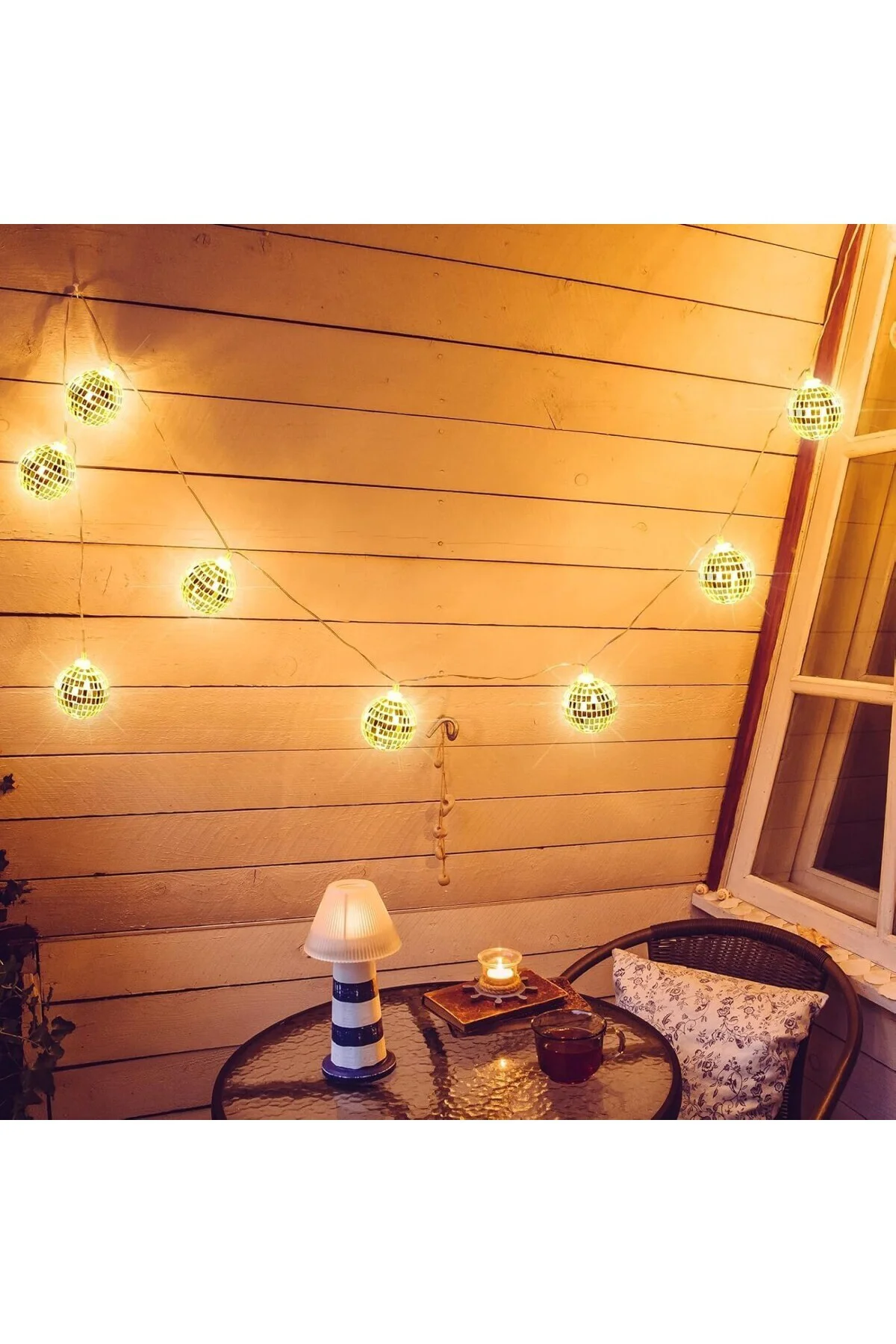 10'lu Noel LED Disko Topu Işık Mini Ayna Topu Şerit Işık İç Dış Mekan Parti Bahçe Dekoru