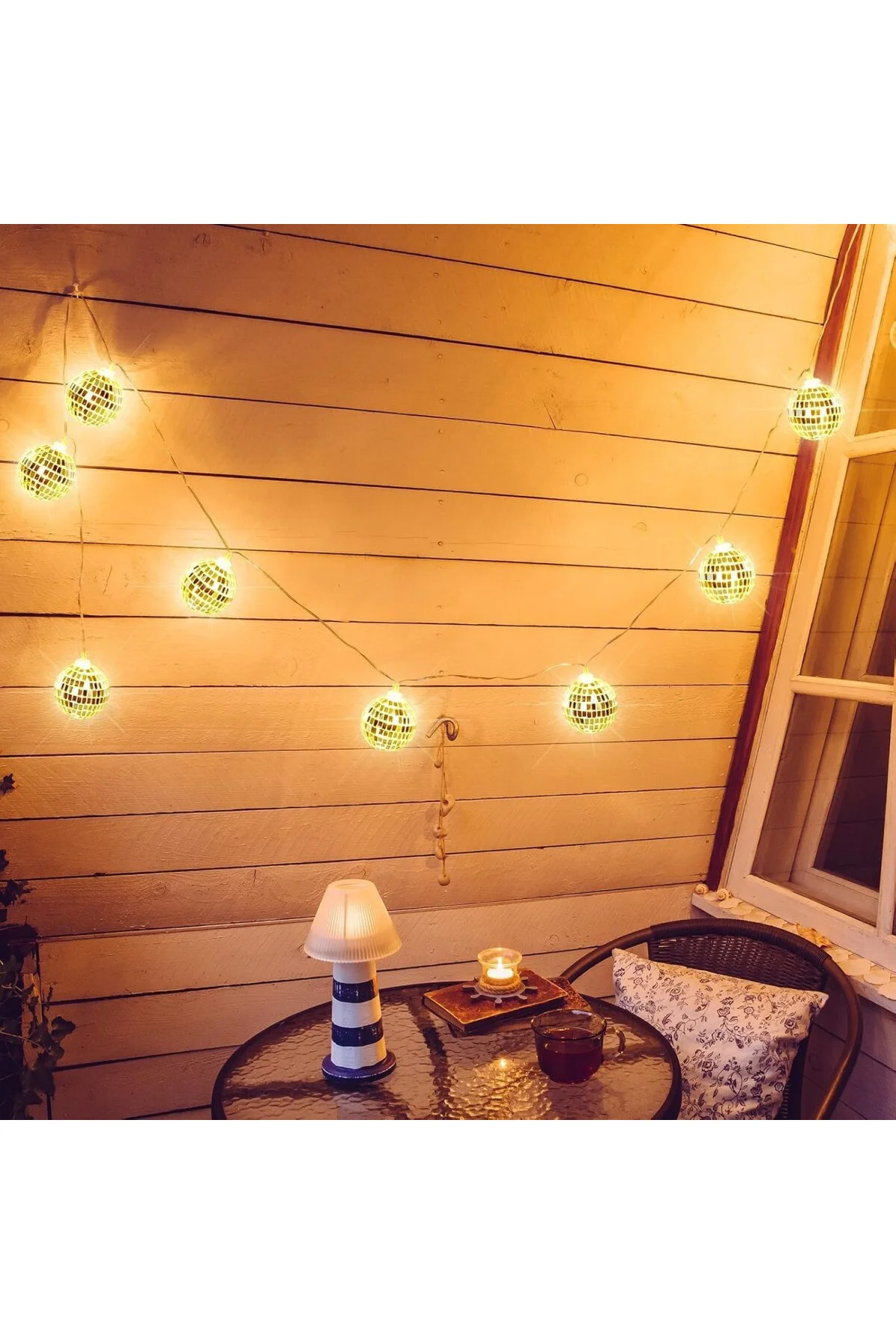 10'lu Noel LED Disko Topu Işık Mini Ayna Topu Şerit Işık İç Dış Mekan Parti Bahçe Dekoru
