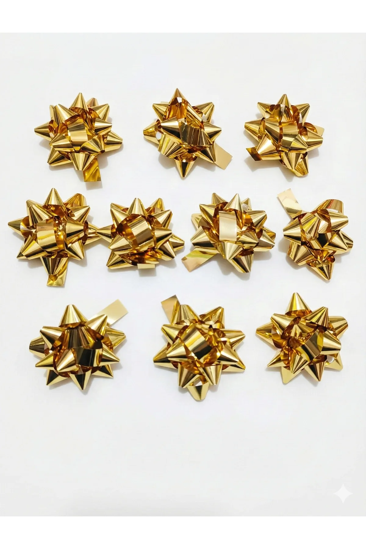 10'lu Paket Gold Metalik Yıldız Fiyonk (4.5 cm) - Kendinden Yapış