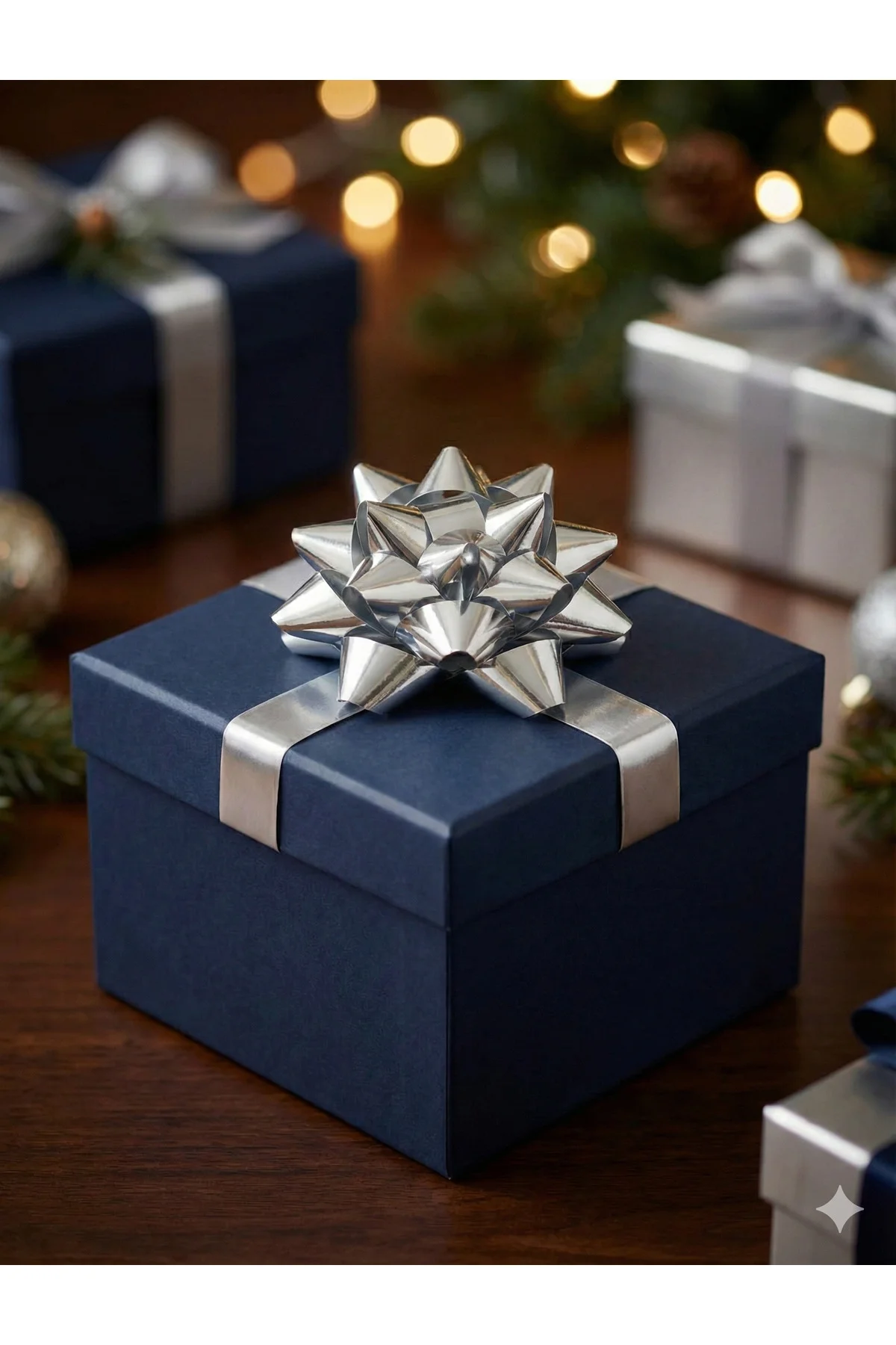 10'lu Paket Gümüş Metalik Yıldız Fiyonk (4.5 cm) - Kendinden Yapı