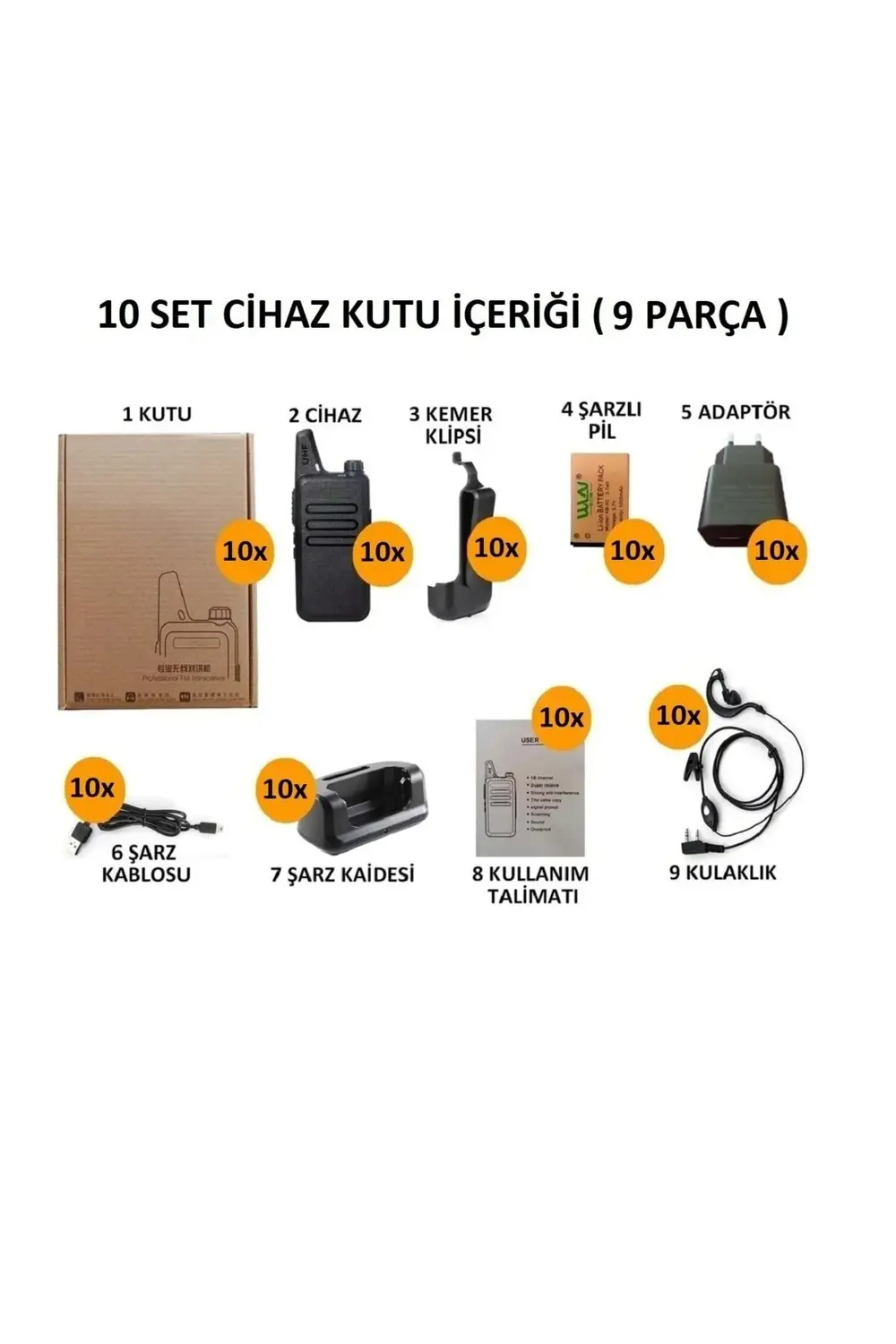 10'lu Pmr 446 TYPE-C SARJ El Telsizi Wln