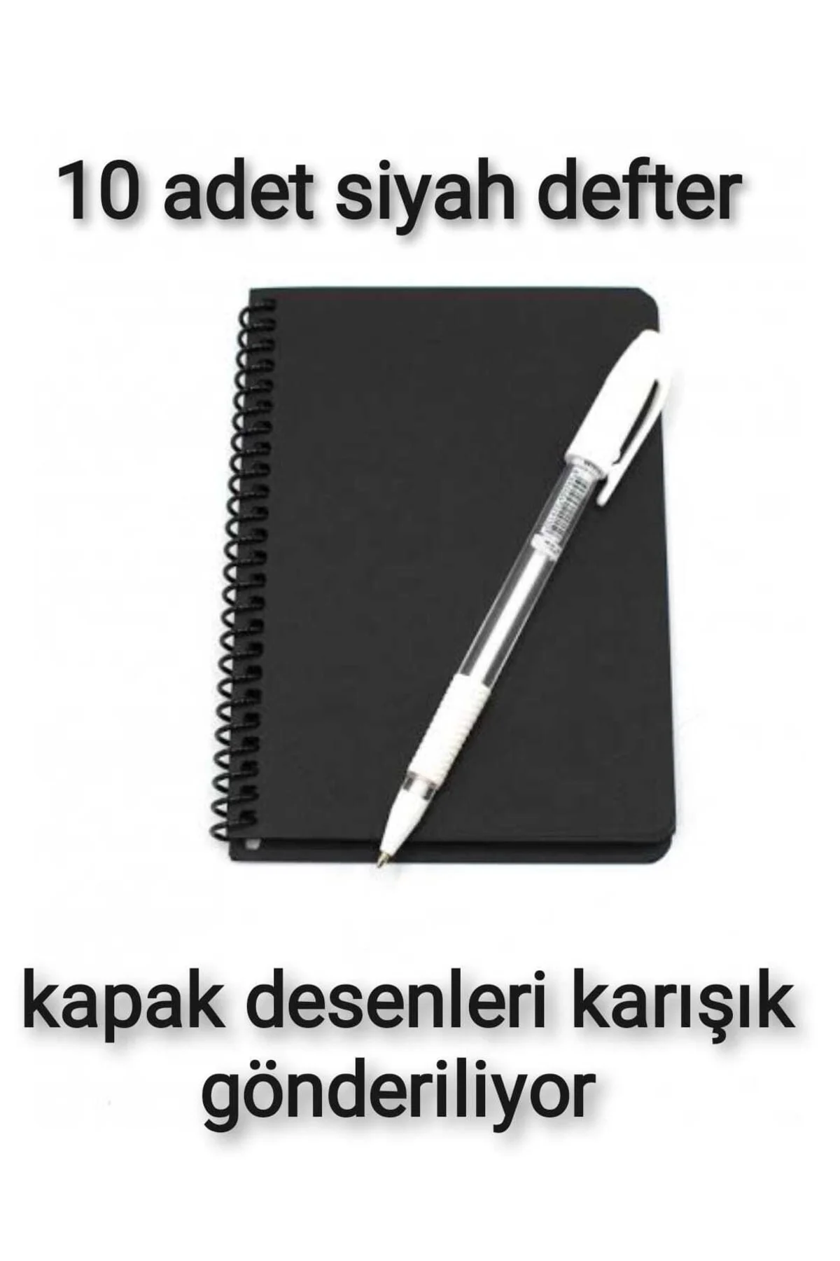 10'lu Siyah Defter Ve 10 Adet Beyaz Kalem