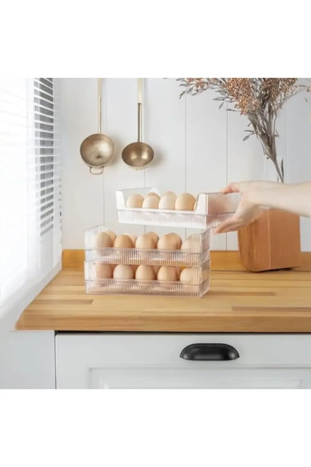 10'lu Yumurtalık Buzdolabı Raf Düzenleyici - Şeffaf Yumurta Kutus