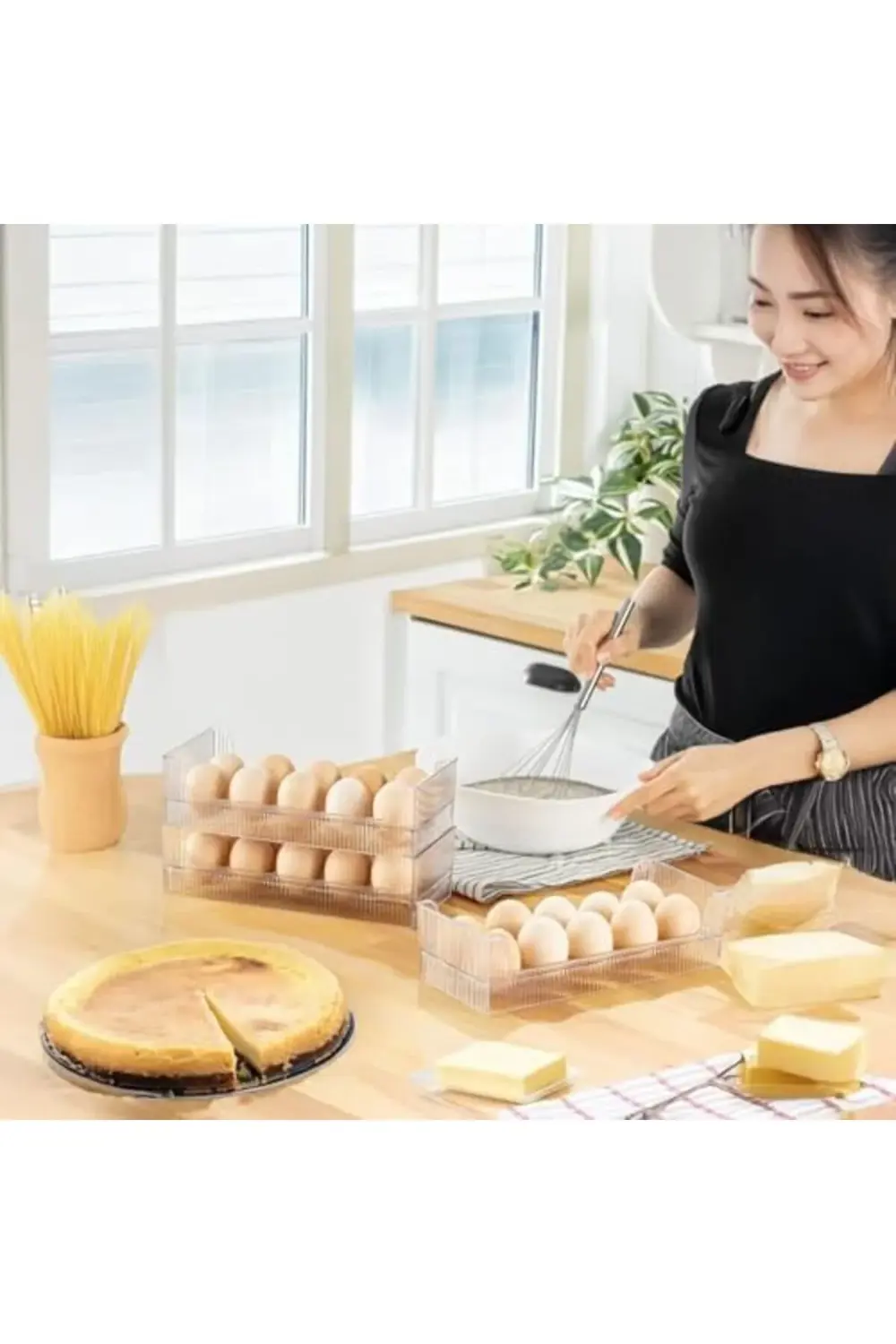 10'lu Yumurtalık Buzdolabı Raf Düzenleyici - Şeffaf Yumurta Kutus