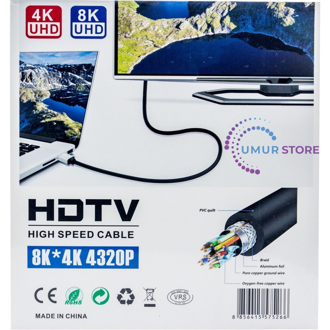 10M HDMI Kablosu 4K 60Hz, 8k, 4K 120Hz Destekli Altın Kaplama Kon