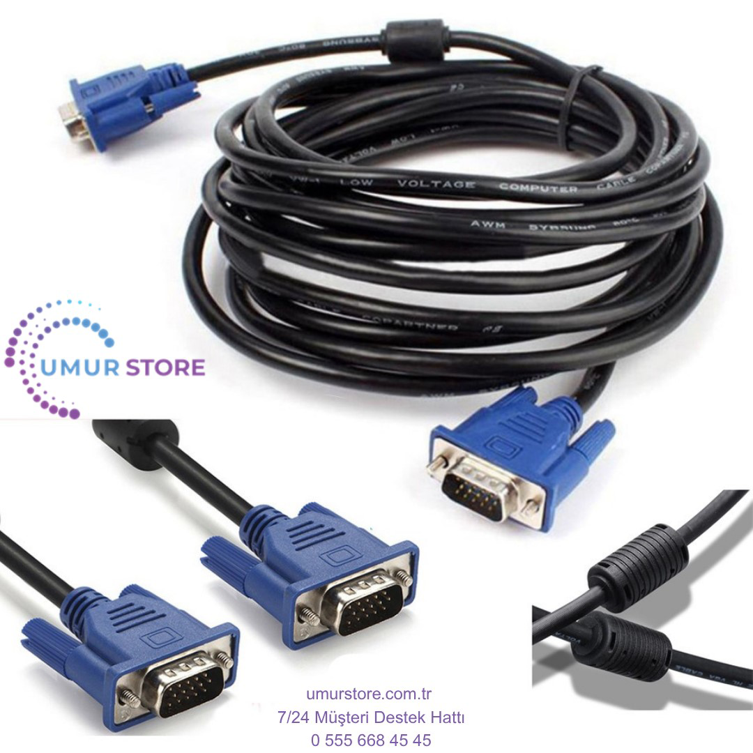 10M Orjinal VGA Görüntü Kablosu Projeksiyon Ekran Monitör LCD Tv