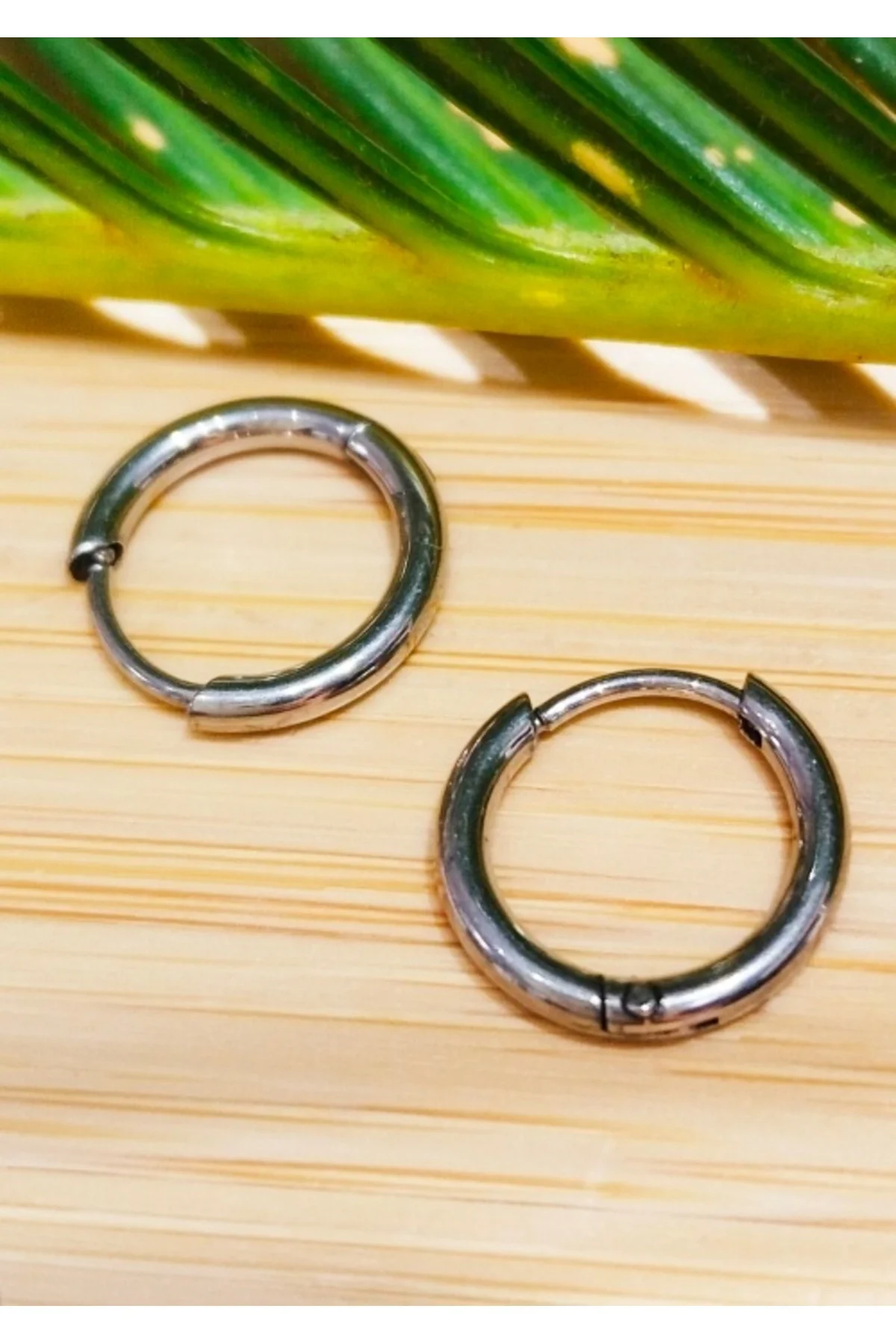 10mm Gümüş Renk Halka Unisex Çelik Küpe