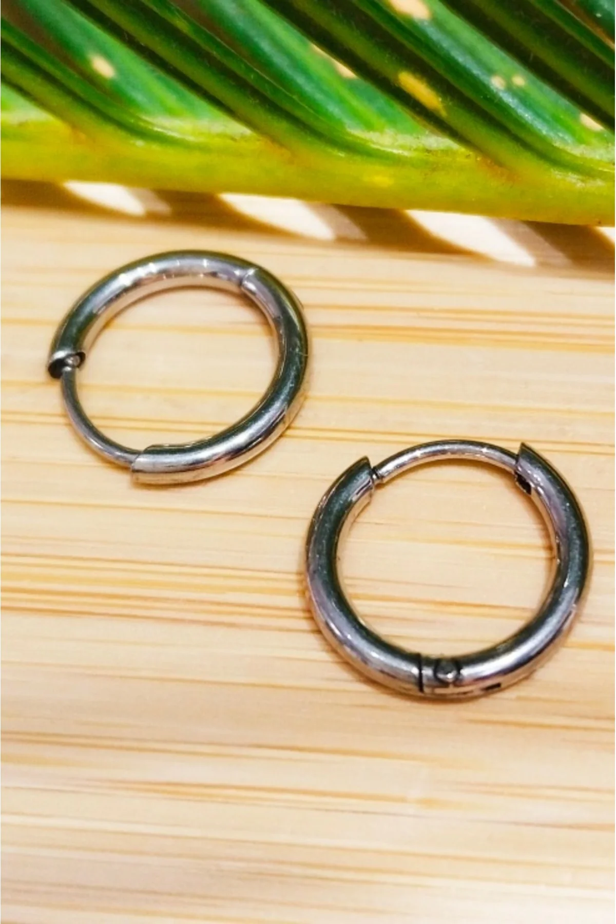 10mm Gümüş Renk Halka Unisex Çelik Küpe