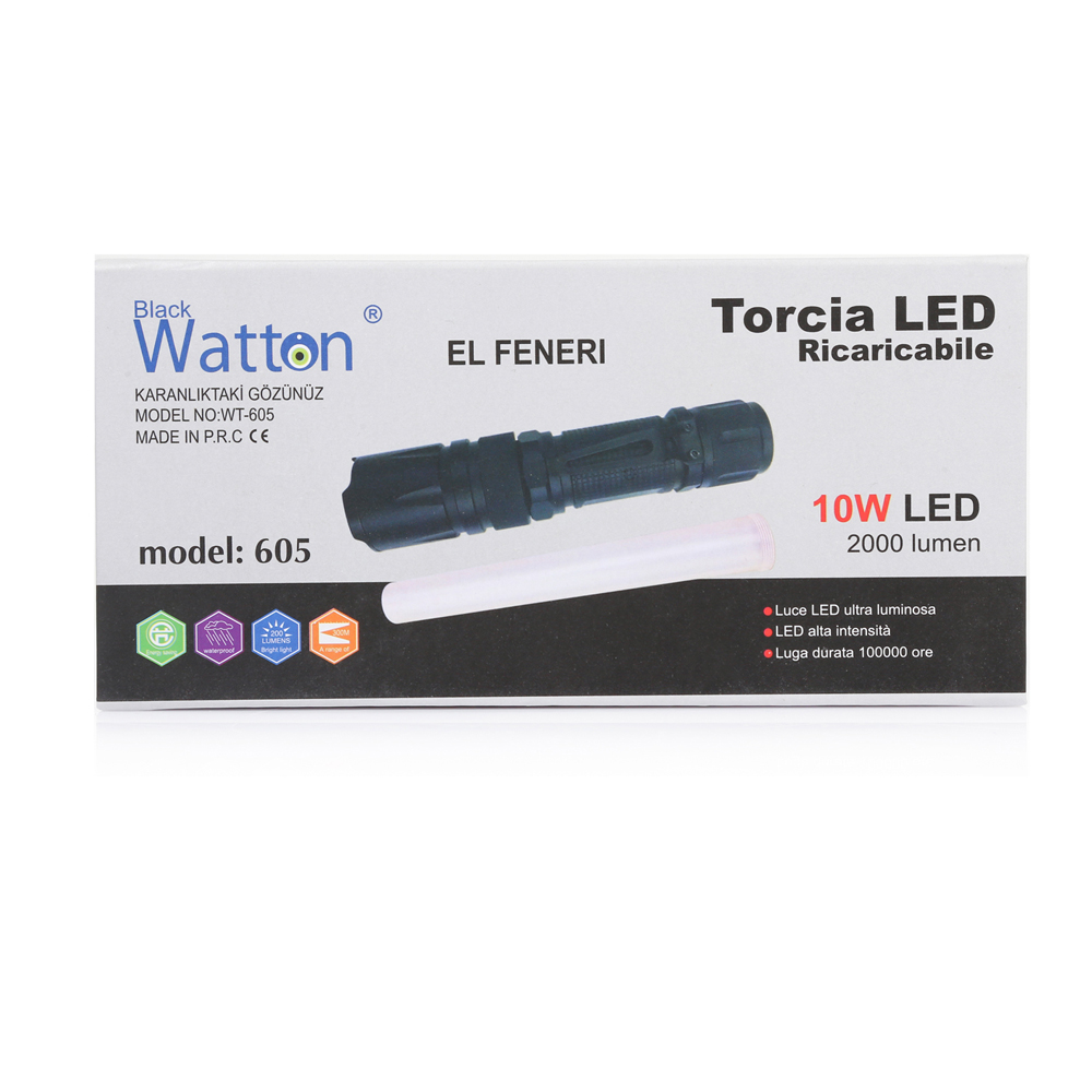 10W 2000 Lümen 4 Renk Güçlü EL Feneri Watton Wt-605 TdrTR