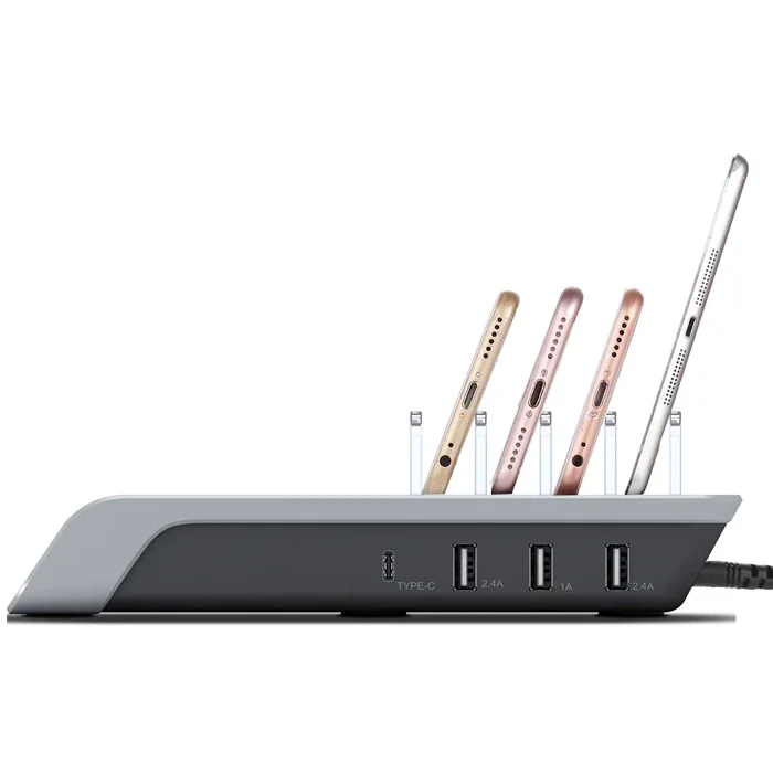 10W Kablosuz Şarj Standı & 5'li Organizer - Çoklu USB+Type-C