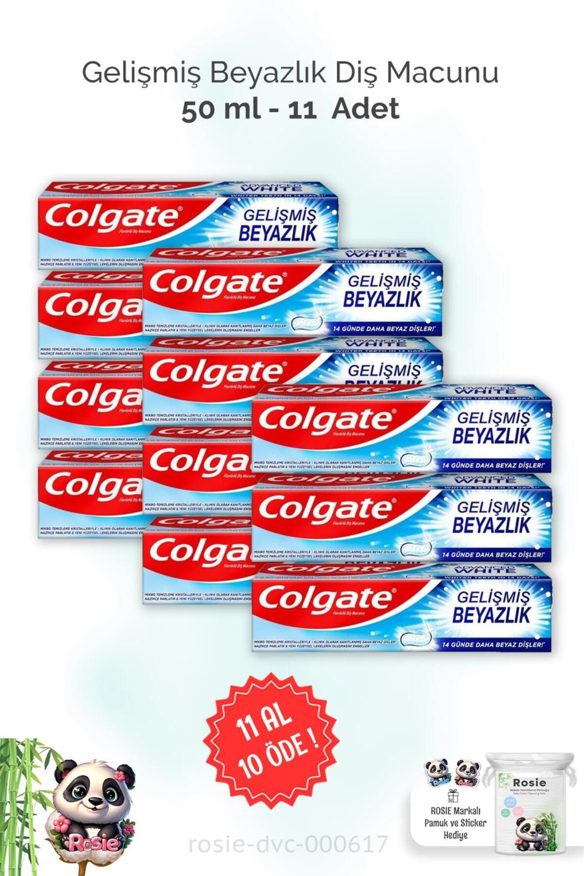 Colgate 11 Al 10 Öde  Diş Macunu Gelişmiş Beyazlık 50 Ml Ve Rosie