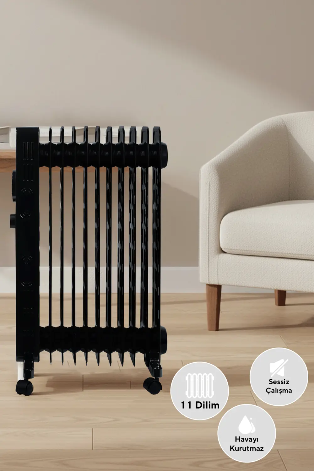 11 Dilim Siyah Radyatör KUM1230S