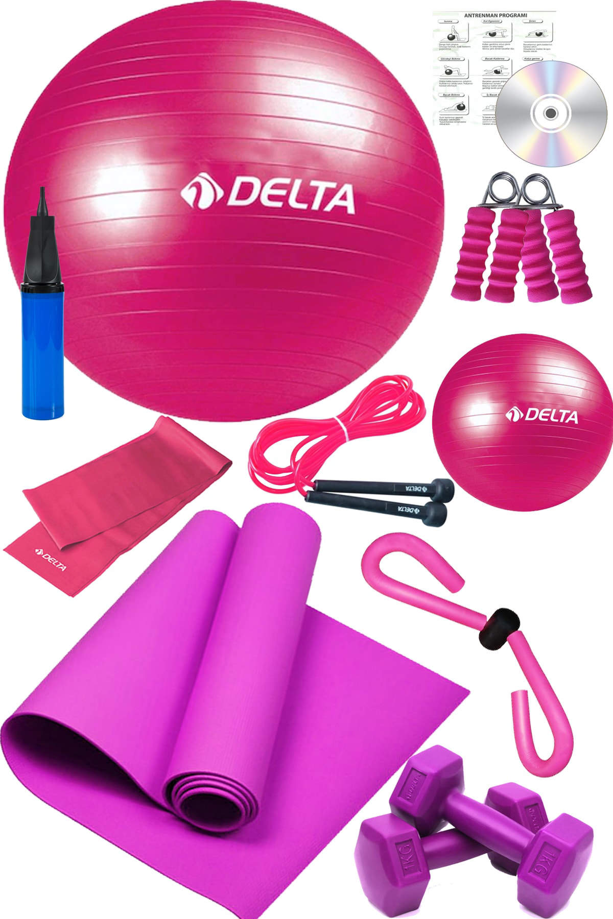 11 Li Pilates Seti Pilates Minderi Plates Topu Set Lastiği Thigh