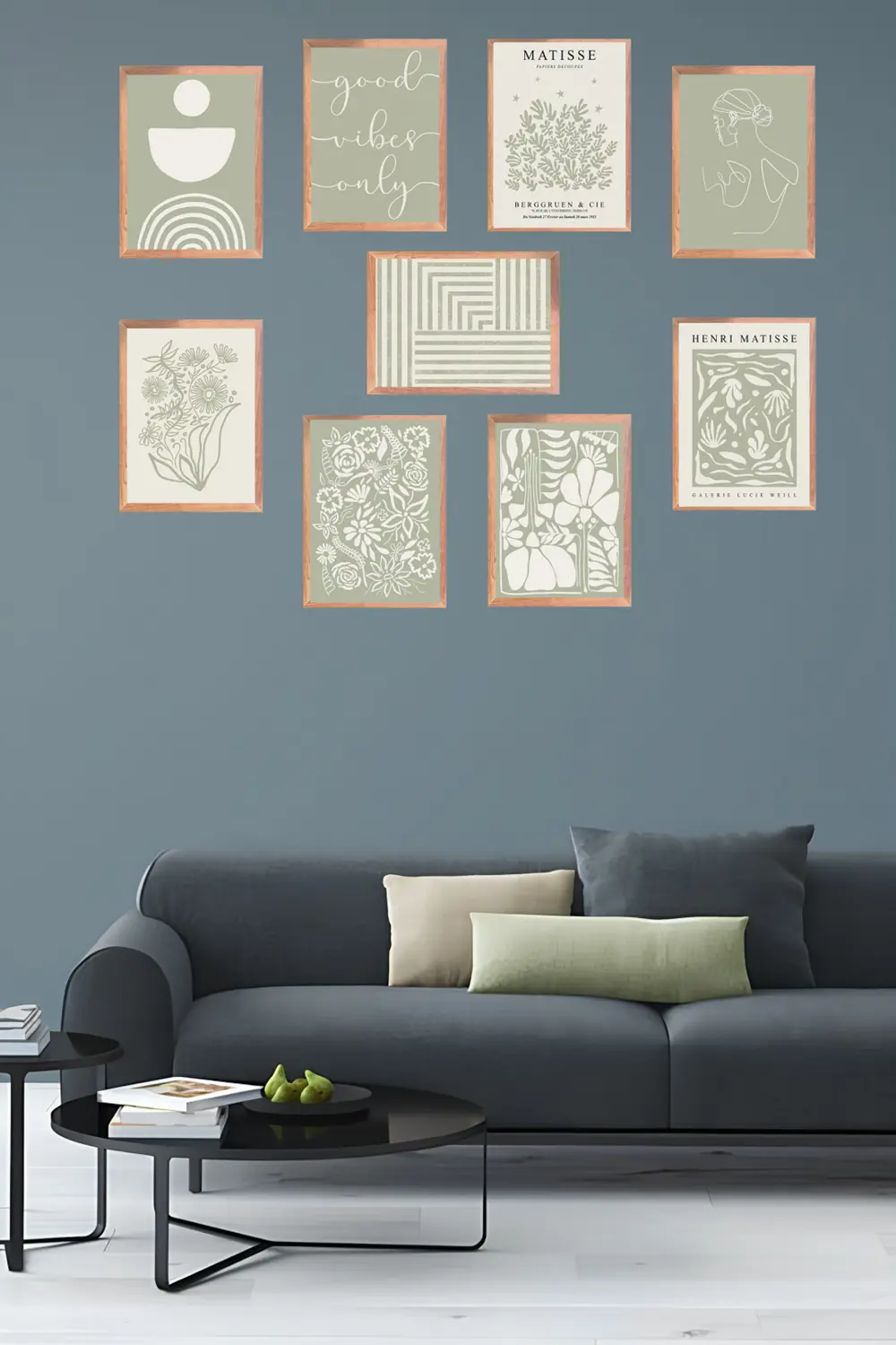 11' Parça Çerçeve Görünümlü Modern MDF Tablo Seti- Ev Dekorasyonu