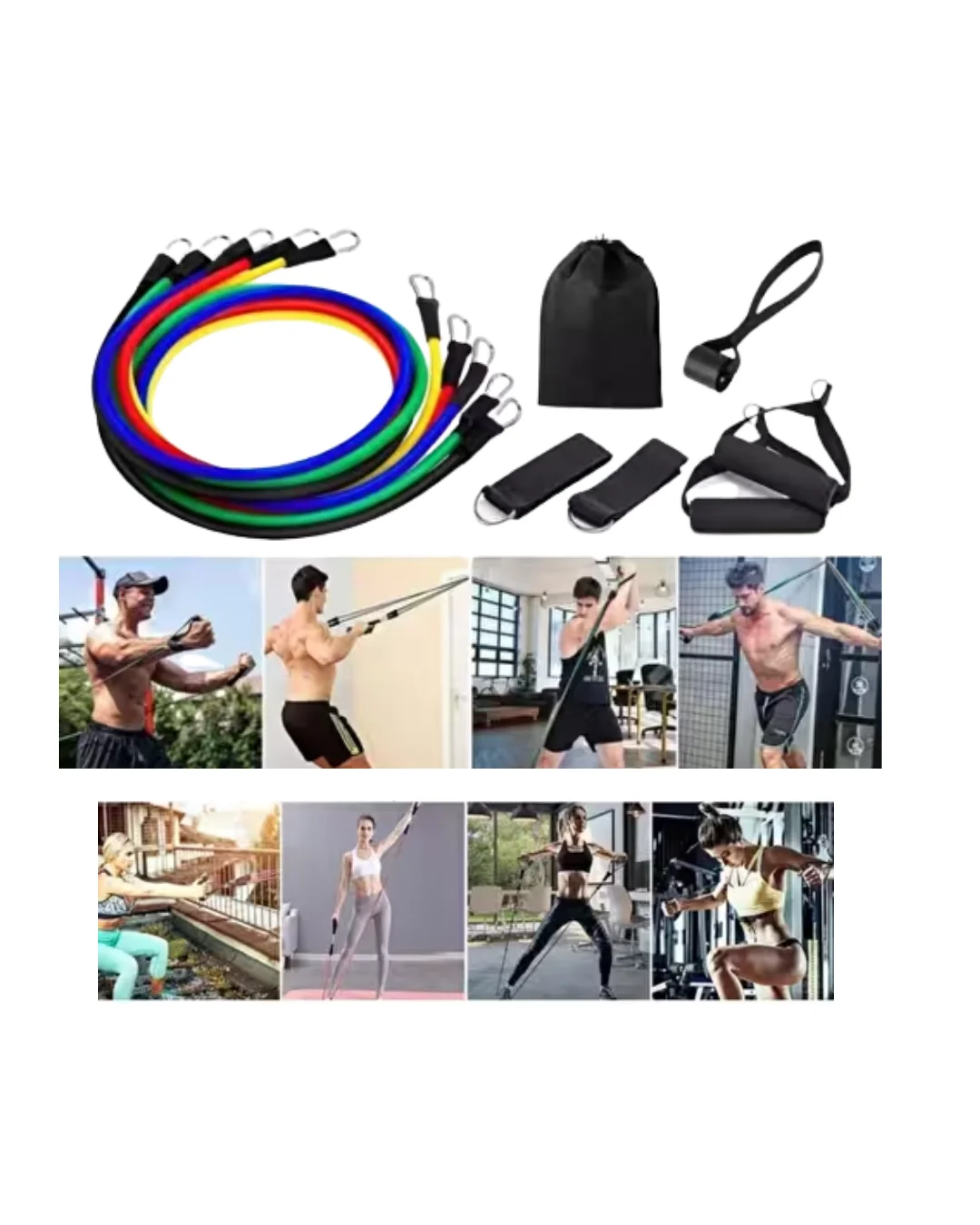 11 Parça Çok Fonksiyonlu Kapı Arkası Egzersiz Bandı Ev Tipi Spor 
