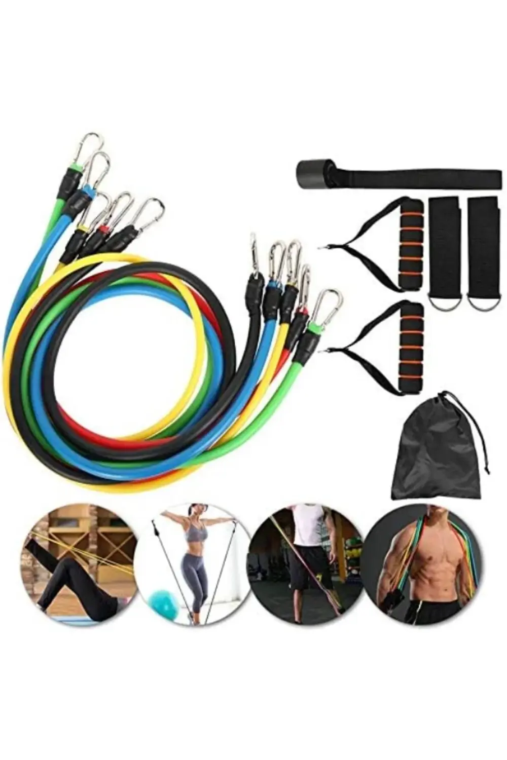 11 Parça Çok Fonksiyonlu Spor Egzersiz Bandı Seti