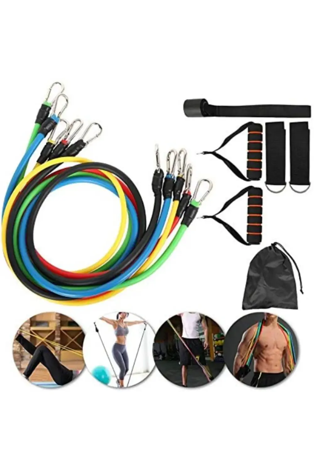 11 Parça Çok Fonksiyonlu Spor Egzersiz Bandı Seti