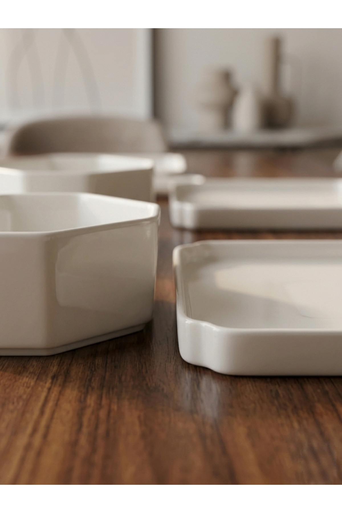 11 Parça Porselen Kahvaltı Takımı Ve Sunum Seti - Altıgen Ve Dikd