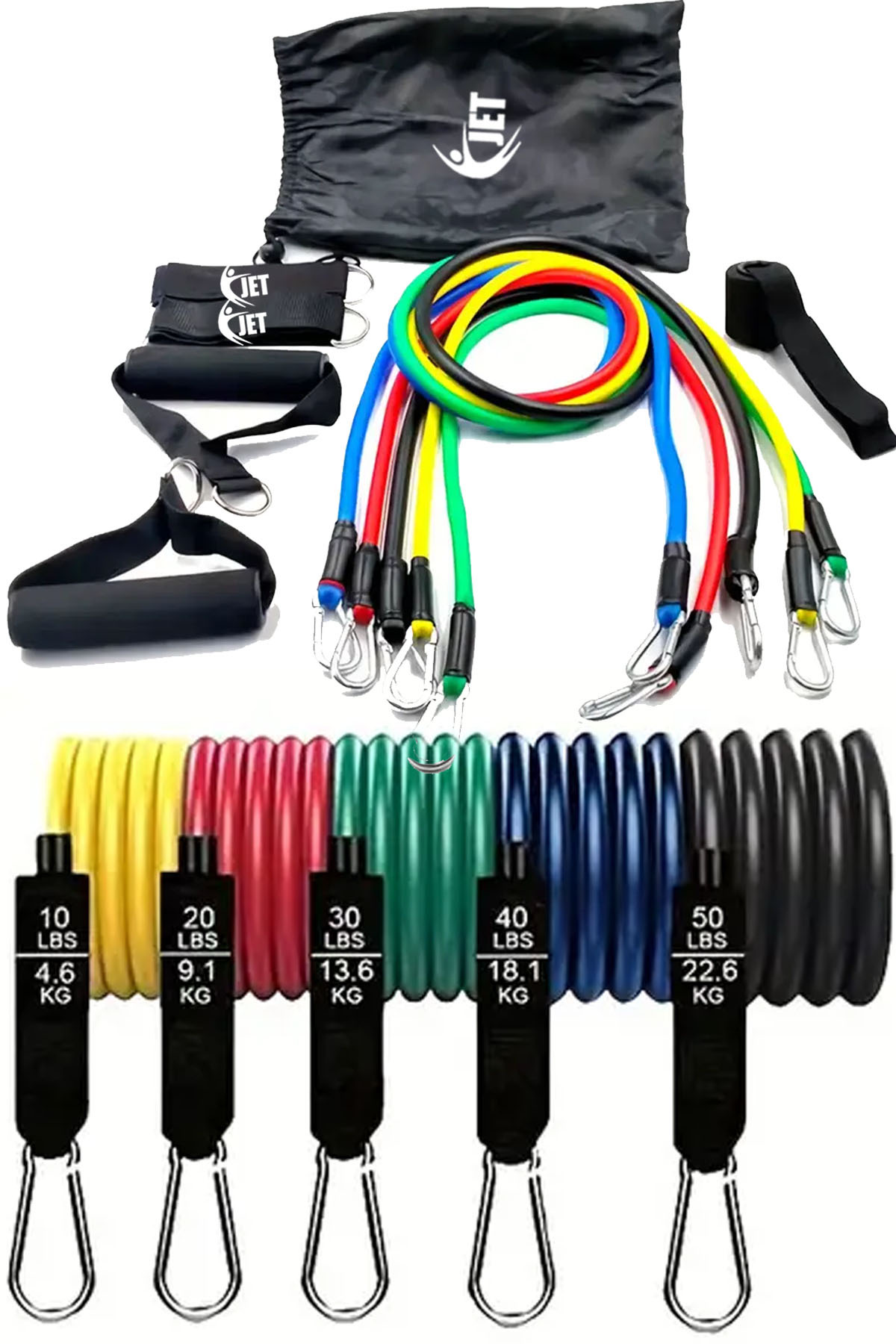 11 Pcs Direnç Lastiği Seti 68 Kg Güçte Direnç Kas Geliştirici Güç