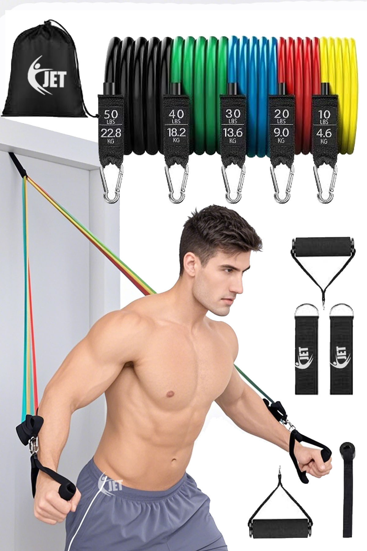 11 Pcs Direnç Lastiği Seti 68 Kg Güçte Direnç Kas Geliştirici Güç