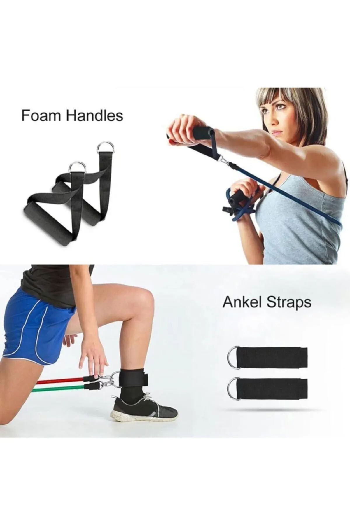 11 Pcs Direnç Lastiği Seti 68 Kg Güçte Direnç Kas Geliştirici Güç