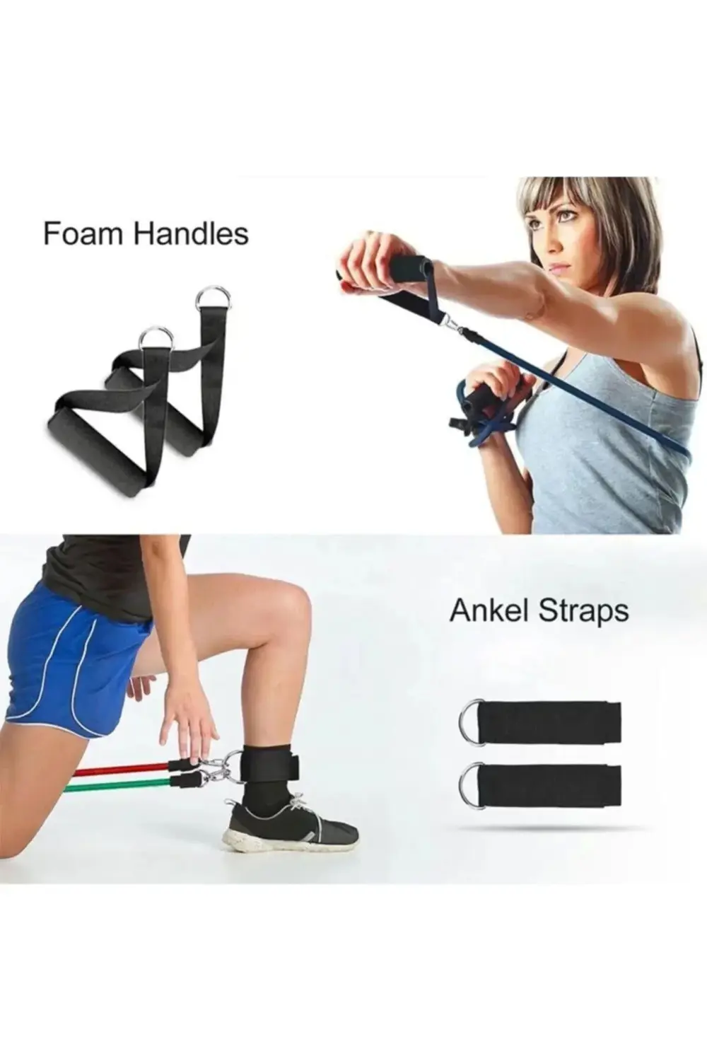 11 Pcs Direnç Lastiği Seti 68 Kg Güçte Direnç Kas Geliştirici Güç