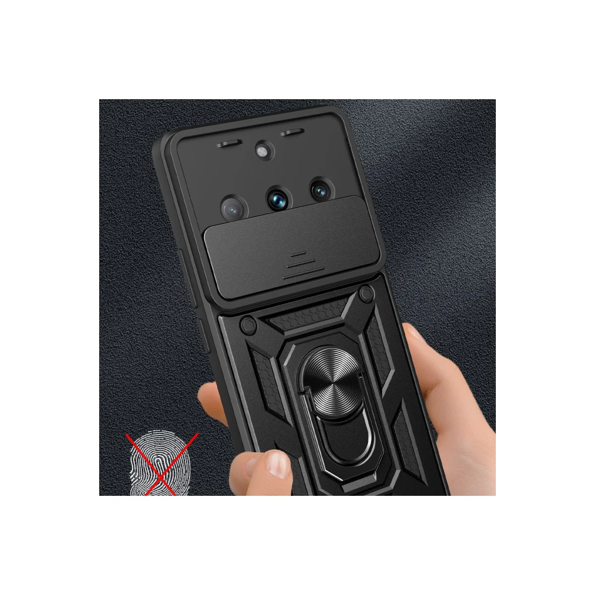 11 Pro Kılıf - Pars Lens Yüzüklü Kırmızı Silikon Koruma Kılıfı