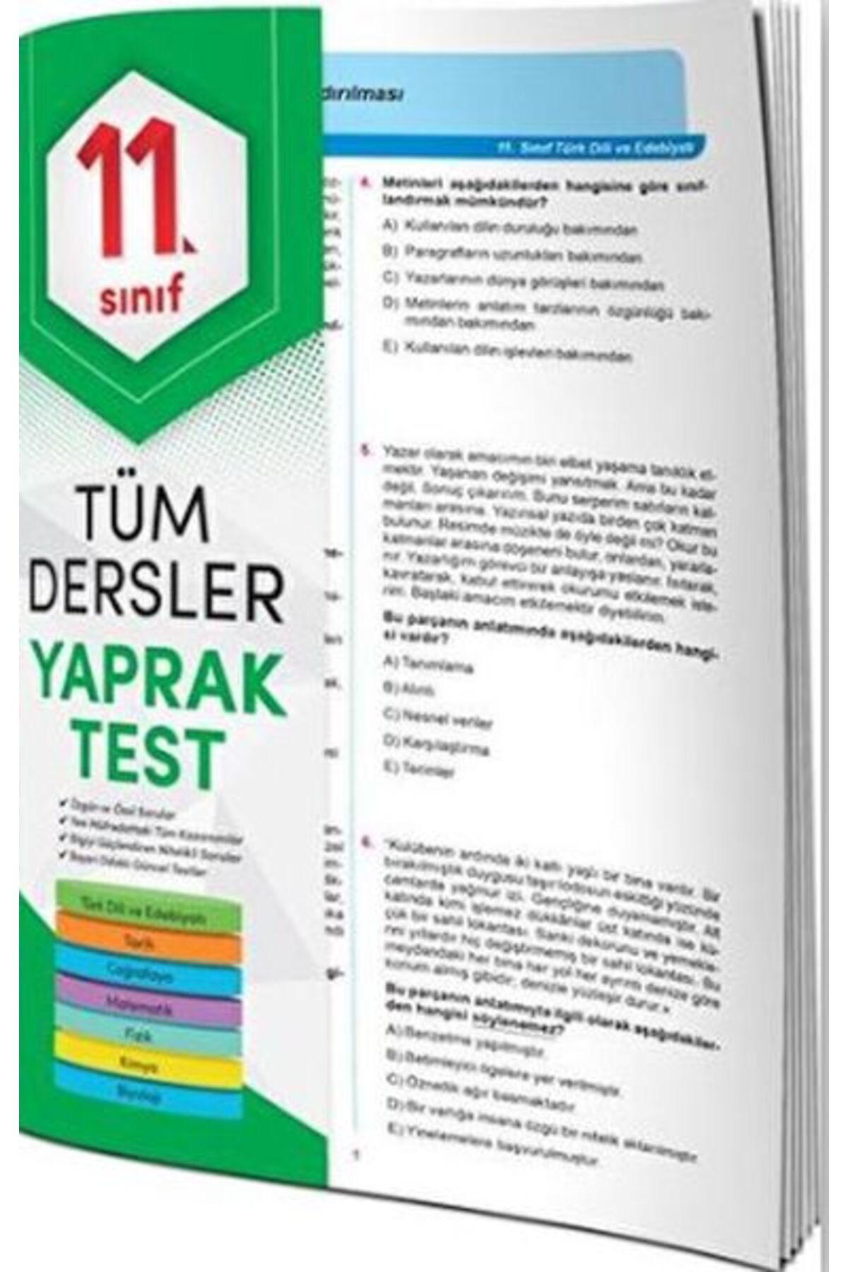Nan Kitap 11. Sınıf Tüm Dersler Yaprak Test 4 Element Yayınları