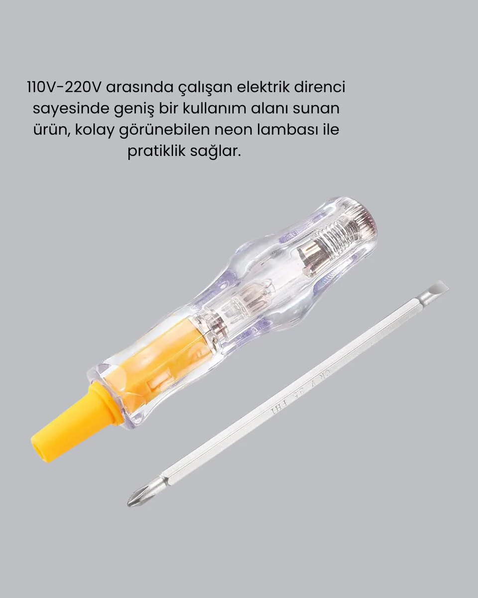 110-220V Elektrik Test Kalemi - Neonlu, Korozyona Dayanıklı ve Ergonomik