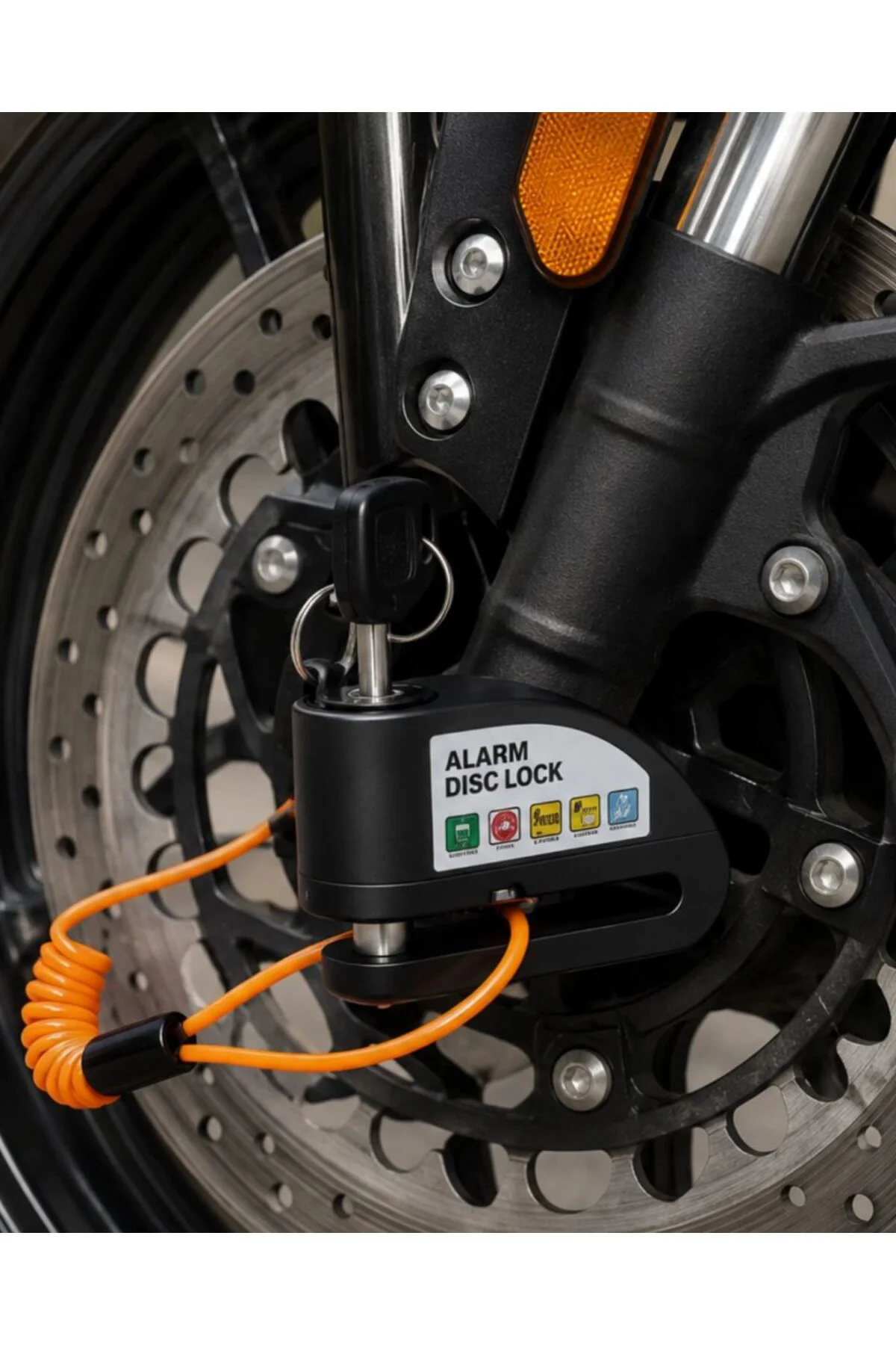 110 Db Alarmlı Disk Fren Kilidi Su Geçirmez Çelik Motosiklet Güvenlik Kilidi
