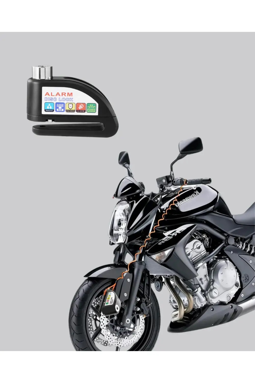 110 dB Alarmlı Disk Fren Kilidi Su Geçirmez Çelik Gövde Motosikle