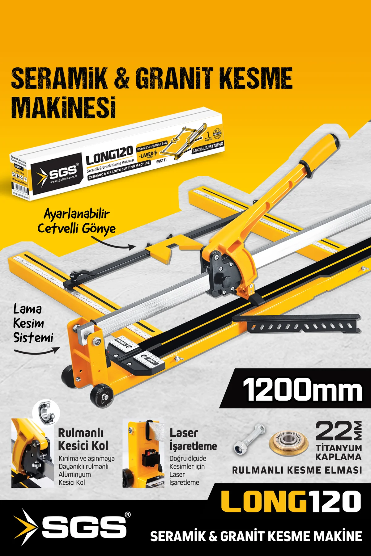 111 Lazerli Kesim Long120 Uzun Seramik Granit Fayans Kesme Makina